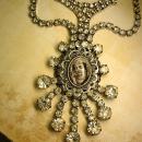Paste rhinestone Flapper necklace Religious Icon portrait with huge sprays of rhinestones Wedding necklace