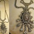 Paste rhinestone Flapper necklace Religious Icon portrait with huge sprays of rhinestones Wedding necklace