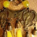Vintage Czech Earrings DRAMATIC Glass chandelier drops nouveau fairy with wings and butterfly shoulder duster