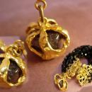 Vintage black glass bracelet 6 row bracelet amethyst charm fob bracelet costume jewelry
