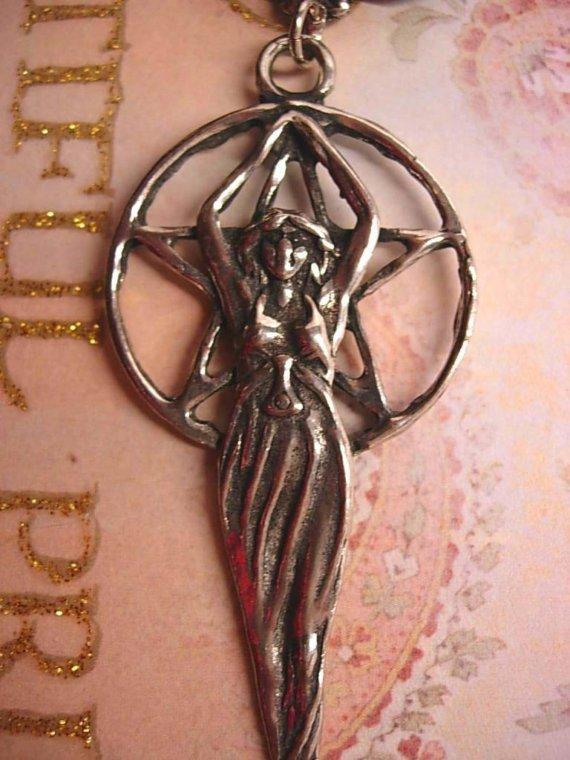 Magical Wicca Nouveau Goddess Hanging Brooch