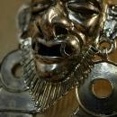 Vintage sterling devil brooch long horns silver devil horned brooch Voodoo teeth