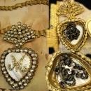 Sacred heart necklace Paste Ex voto Locket rosary bookchain hidden reliquary compartment