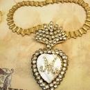 Sacred heart necklace Paste Ex voto Locket rosary bookchain hidden reliquary compartment