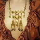 HUGE Egyptian Pharaoh Necklace with mummies scarabs and more Signed