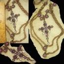 Gothic Medieval Cross statement necklace chandelier rhinestone teardrops and glass Bohemian