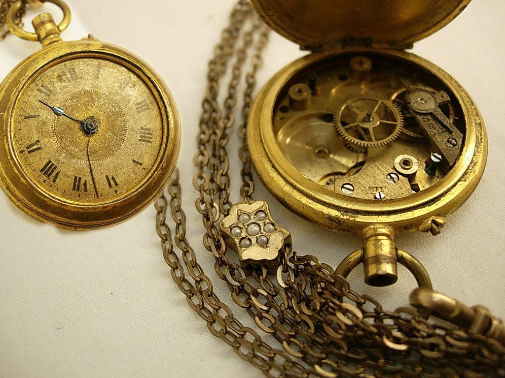 Antique victorian Slide necklace pocketwatch included