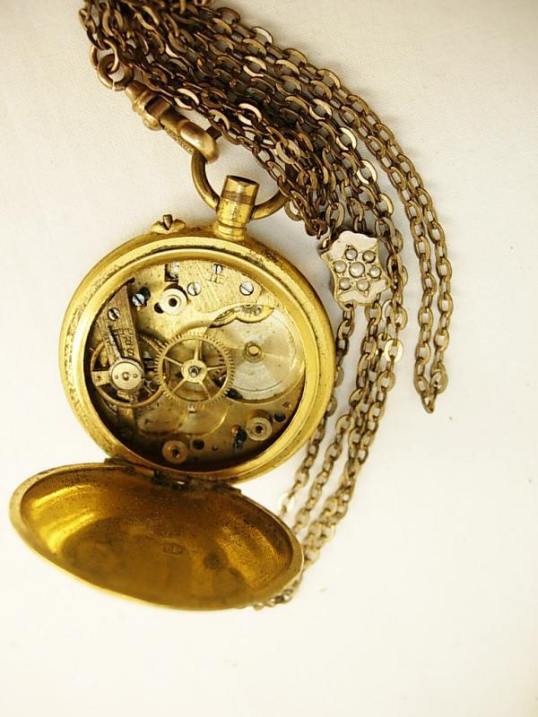 Antique victorian Slide necklace pocketwatch included