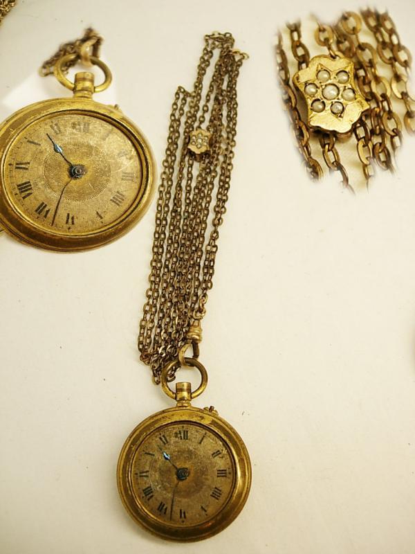 Antique victorian Slide necklace pocketwatch included