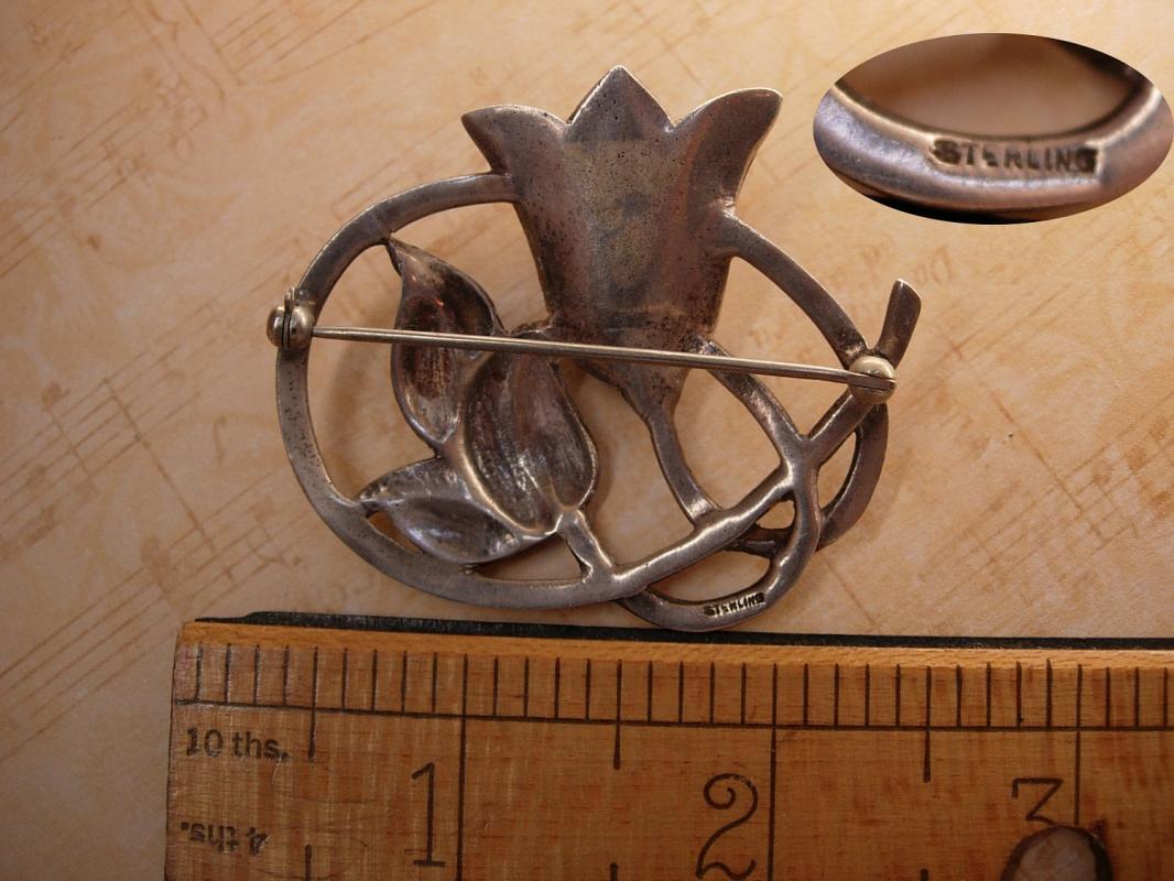 Large Vintage Sterling Funeral Flower Brooch hallmarked