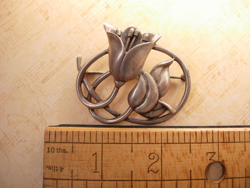 Large Vintage Sterling Funeral Flower Brooch hallmarked