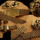 ANtique Victorian 10kt rose gold garnet slide bracelet and screw on garnet Earrings