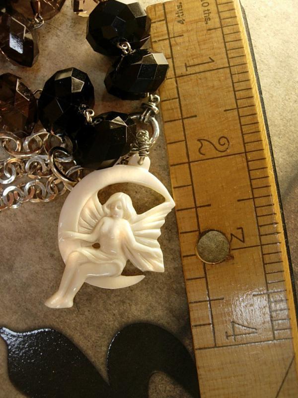 SIgned Nude MOP Fairy in the Moon statement necklace