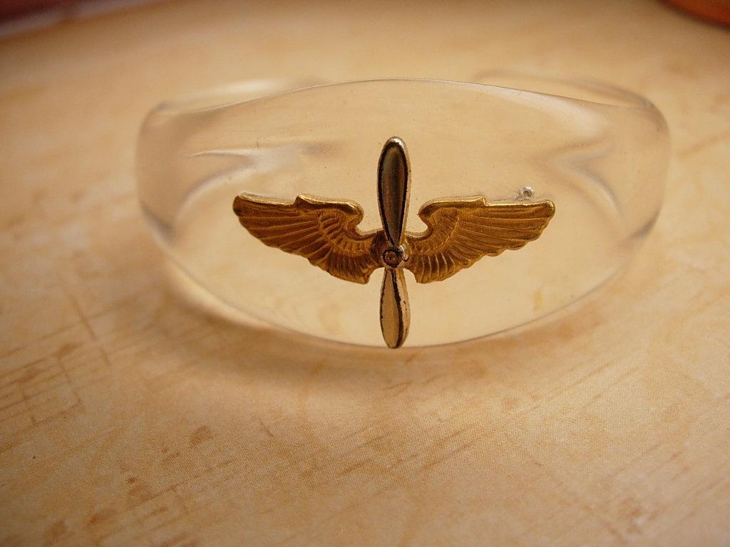 Vintage CHILDS WW11 Lucite sweetheart bracelet cuff