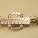 Antique Victorian Opal rose gold filled brooch Four leaf clovers for luck