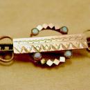 Antique Victorian Opal rose gold filled brooch Four leaf clovers for luck