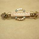 Antique Victorian Opal rose gold filled brooch Four leaf clovers for luck