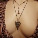 Sterling HEart Goddess necklace and deco tassel chandelier choker fairy wings