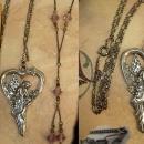 Sterling HEart Goddess necklace and deco tassel chandelier choker fairy wings