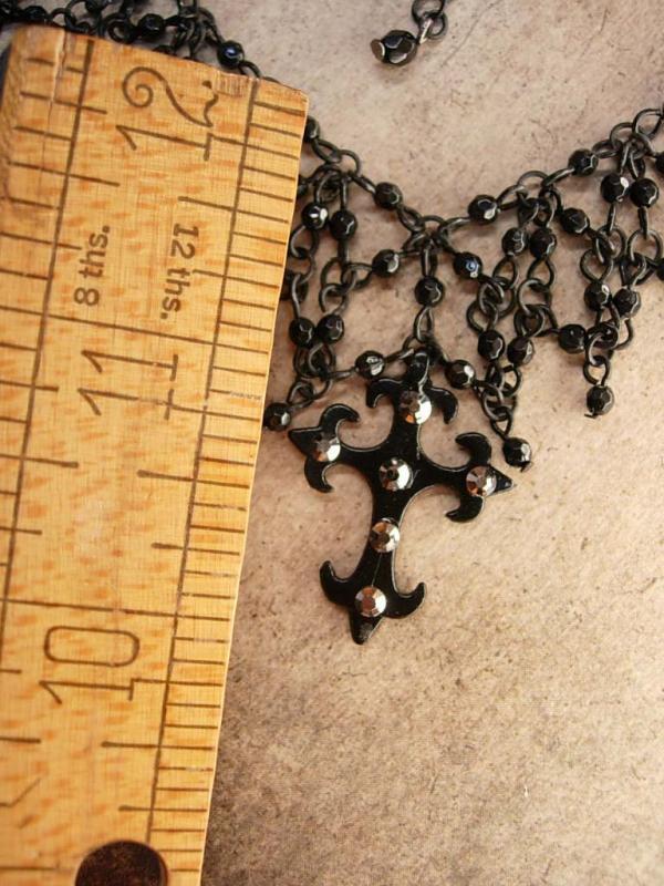 Goth Black Spider web Cross choker marcasite cross necklace