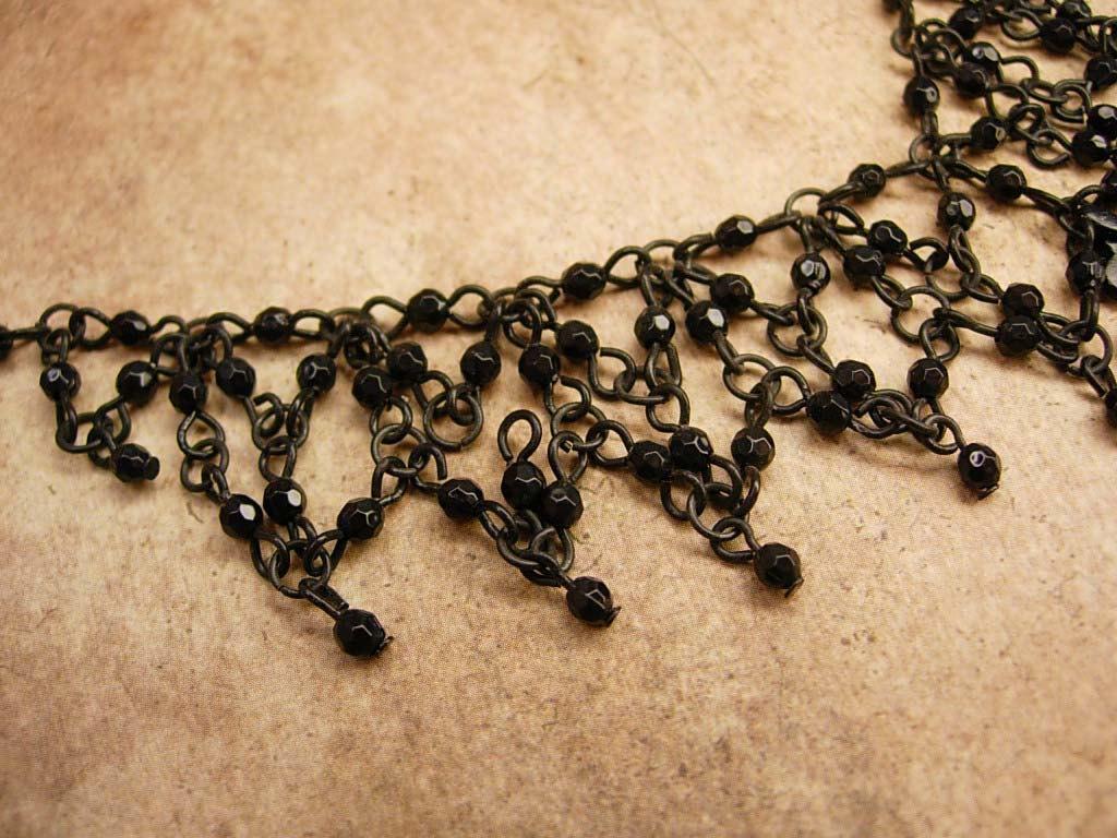 Goth Black Spider web Cross choker marcasite cross necklace