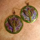 Gothic Angel Wings Cross earrings Iridescent olivine rhinestone Bohemian Colors