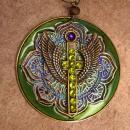 Gothic Angel Wings Cross earrings Iridescent olivine rhinestone Bohemian Colors