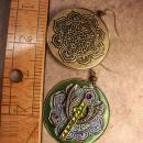 Gothic Angel Wings Cross earrings Iridescent olivine rhinestone Bohemian Colors