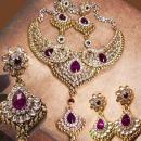 Exotic statement necklace 500 rhinestone Bib collar Chandelier earrings Fit for a Queen purple drops