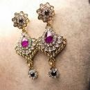 Exotic statement necklace 500 rhinestone Bib collar Chandelier earrings Fit for a Queen purple drops