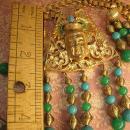 Hattie Carnegie Chinese figural signed bookchain buddha necklace and earrings Chandelier beads in turquoise
