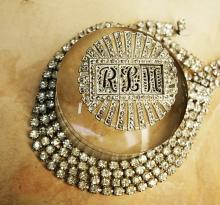 Art deco Vintage necklace brooch conversion set marcasites and rhinestones flapper fringe