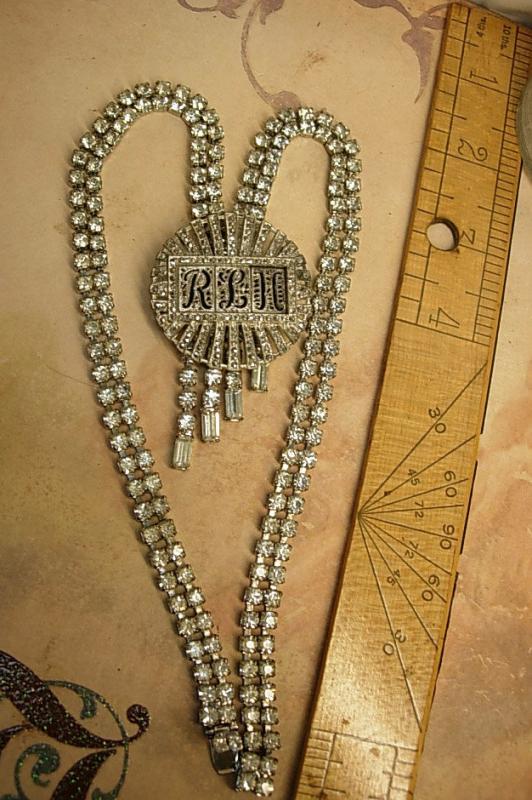 Art deco Vintage necklace brooch conversion set marcasites and rhinestones flapper fringe