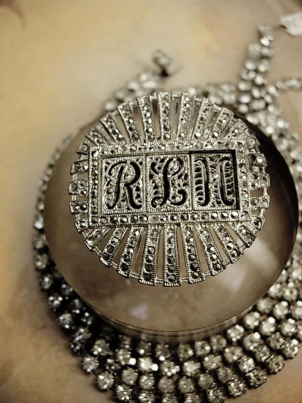 Art deco Vintage necklace brooch conversion set marcasites and rhinestones flapper fringe