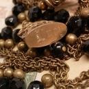 Antique Jet Mourning necklace with festoon drops and antique Lucy Fob chandelier drops double strand vintage jewelry
