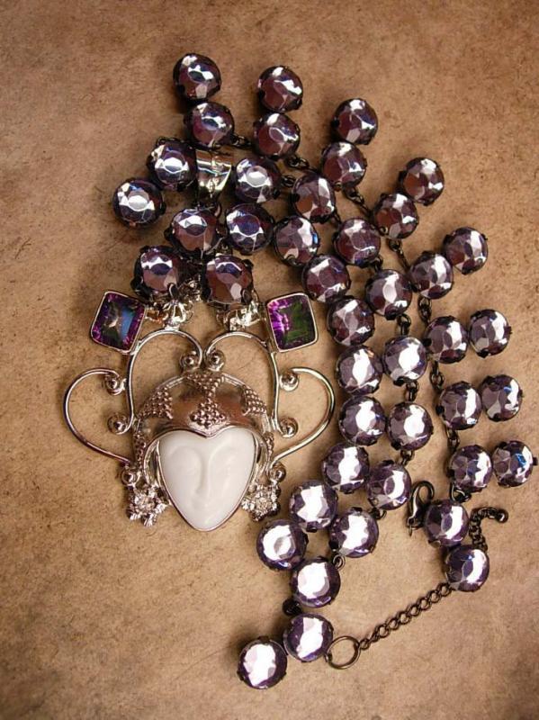 Dramatic Statement Goddess Necklace Rainbow topaz and huge rhinestones