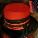 Vintage Steampunk Fedora Top Hat Halloween orange and black rim with tassels Bollman & Co