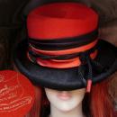 Vintage Steampunk Fedora Top Hat Halloween orange and black rim with tassels Bollman & Co