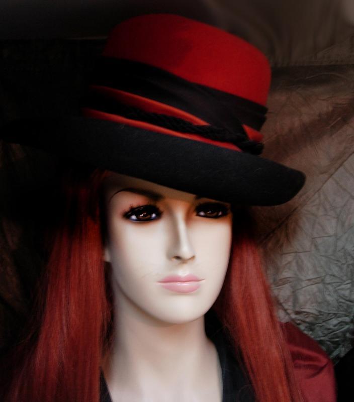 Vintage Steampunk Fedora Top Hat Halloween orange and black rim with tassels Bollman & Co