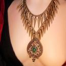 Bohemian GOddess Tassel Necklace Emerald victorian drop HUGE statement necklace