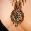 Bohemian GOddess Tassel Necklace Emerald victorian drop HUGE statement necklace
