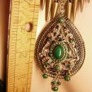Bohemian GOddess Tassel Necklace Emerald victorian drop HUGE statement necklace