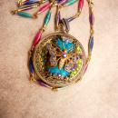 Czech Rhinestone butterfly Locket Bohemian Fairy with enamel Chain