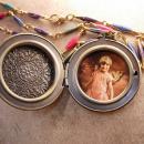 Czech Rhinestone butterfly Locket Bohemian Fairy with enamel Chain