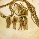 Early Fringe BUckle Bracelet NEcklace earrings All Signed Victorian swags Goldette