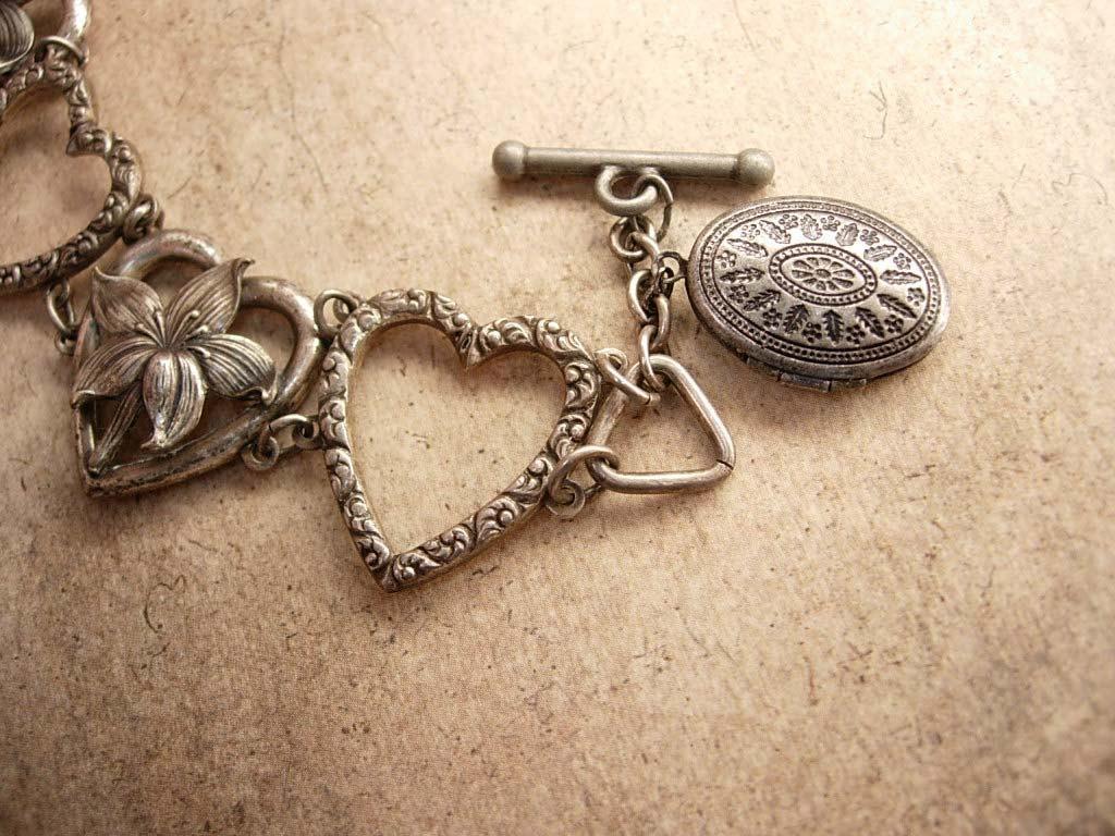 VIntage Victorian Sweetheart Fob Bracelet with locket for Valentines day