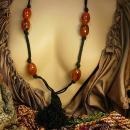 Vintage Italy Necklace HUGe amber with Dramatic Tassel With original tag Flapper style