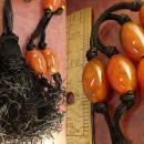 Vintage Italy Necklace HUGe amber with Dramatic Tassel With original tag Flapper style