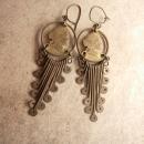 Vintage Queens Coin Tassel Earrings Trench art dated 1956 1962