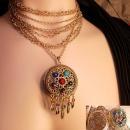 Bohemian Mermaid Gypsy Jeweled locket necklace Collar of chains